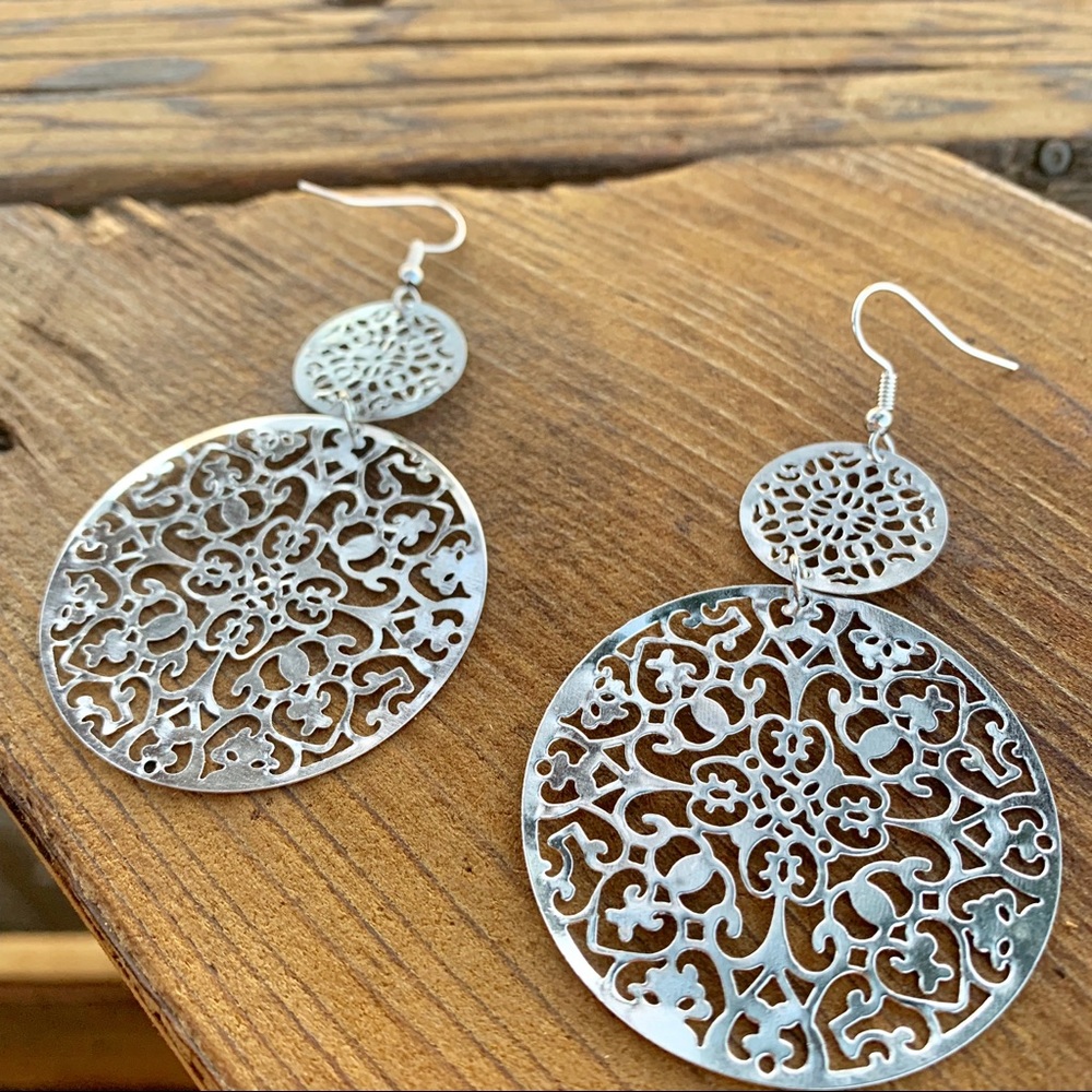 SILVER ♡ MANDALA Earrings - Picture 2 of 5